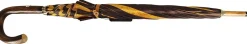 Handcrafted Umbrella - Striped Gold and Dark Brown - Chestnut Wood-Han