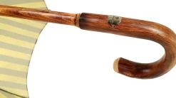Handcrafted Umbrella - Striped Gold and Dark Brown - Chestnut Wood-Han