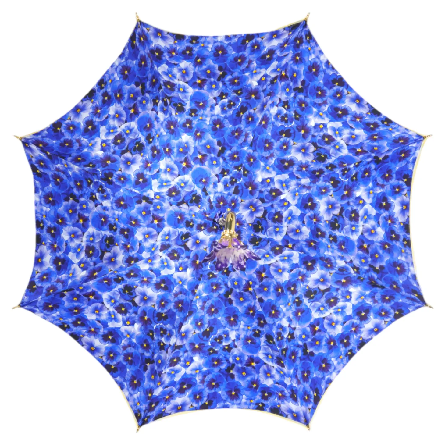 Handcrafted Umbrella with 24K Gold-Plated Hand-Painted Metal Flower Ha