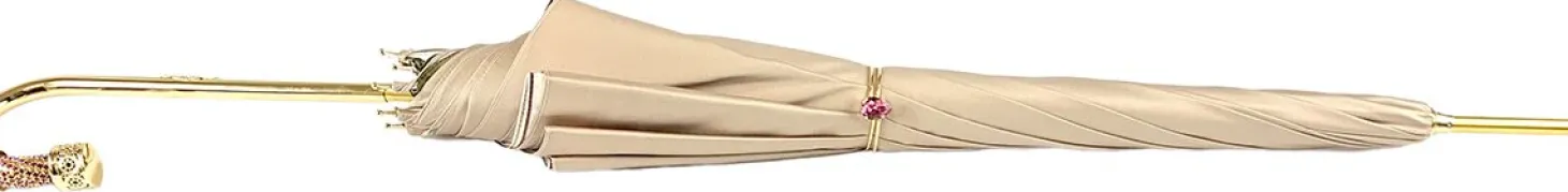 Handmade Cream Umbrella - Abstract Design