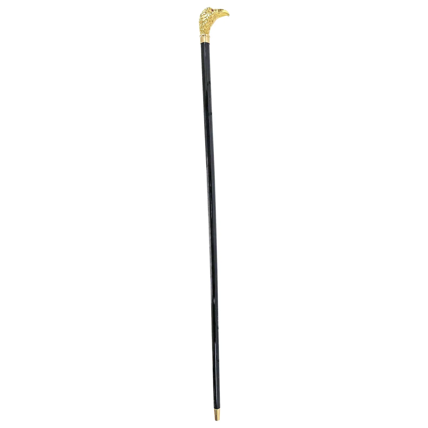 Handmade Eagle Walking stick with red stone - 24K gold-plated