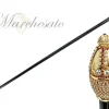 Handmade masterpiece walking stick with crystals and pearls