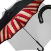 Handmade Men's Umbrella - Striped Red And Cream - Shaded Colors