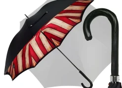 Handmade Men's Umbrella - Striped Red And Cream - Shaded Colors