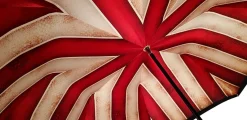 Handmade Men's Umbrella - Striped Red And Cream - Shaded Colors