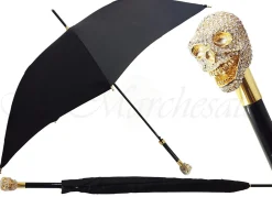 il Marchesato Lux Gold Swarovski Skull Umbrella