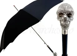 il Marchesato Lux Silver Swarovski Skull Umbrella
