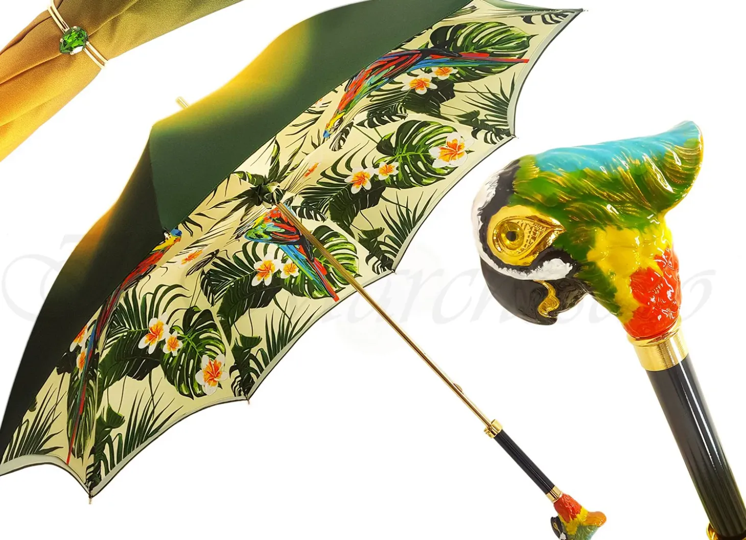 il Marchesato Luxury Parrot Umbrella, Double Cloth