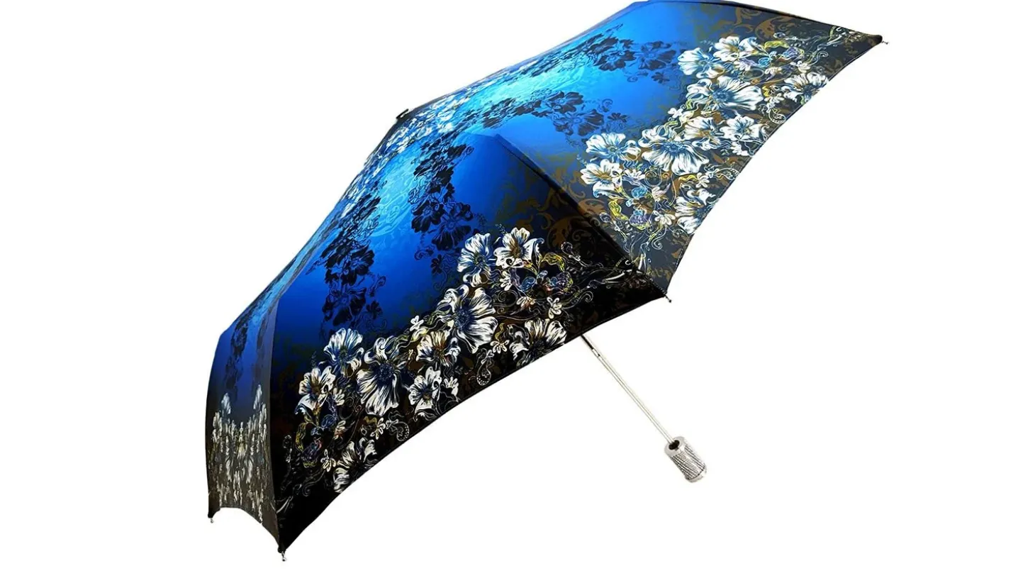 il Marchesato Women's Folding Umbrella Exclusive Blue Flowered Design
