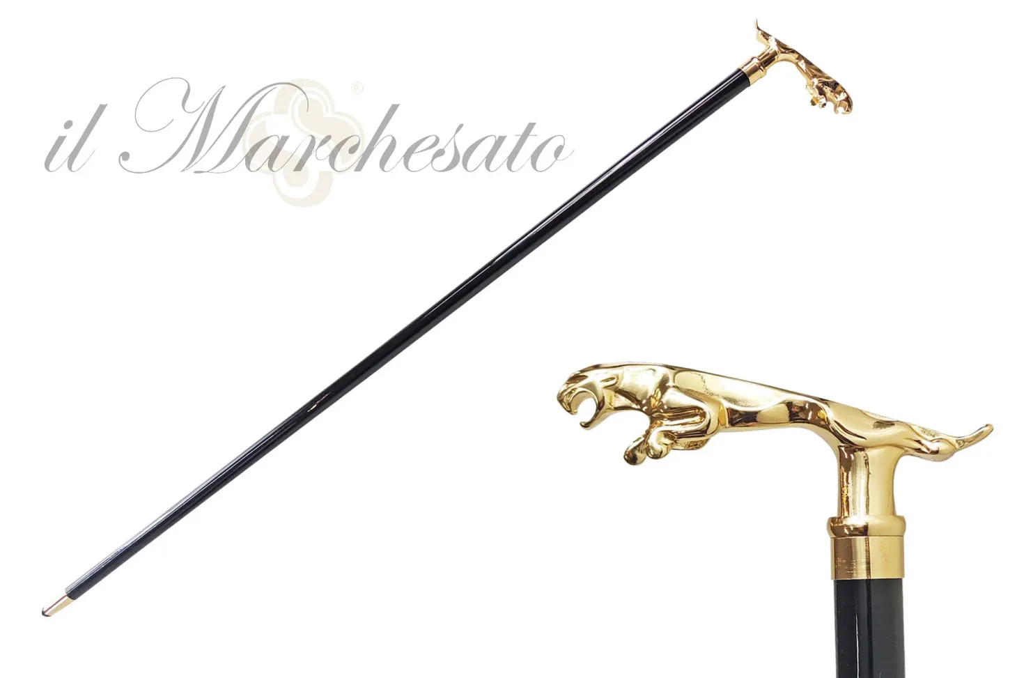 24K goldplated jaguar walking stick
