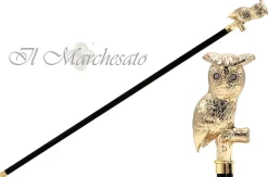 24K Owl on branch Walking cane