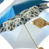 Light Blue Flowers Umbrella, Double Cloth
