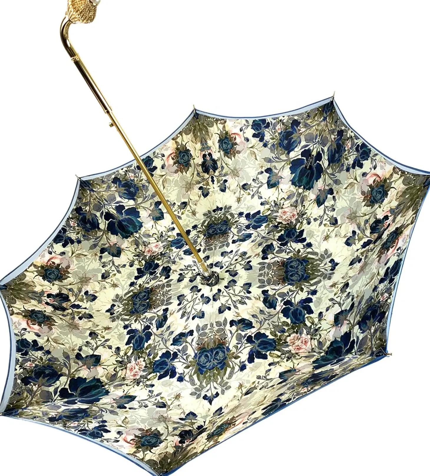 Light Blue Flowers Umbrella, Double Cloth