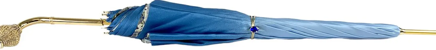 Light Blue Flowers Umbrella, Double Cloth