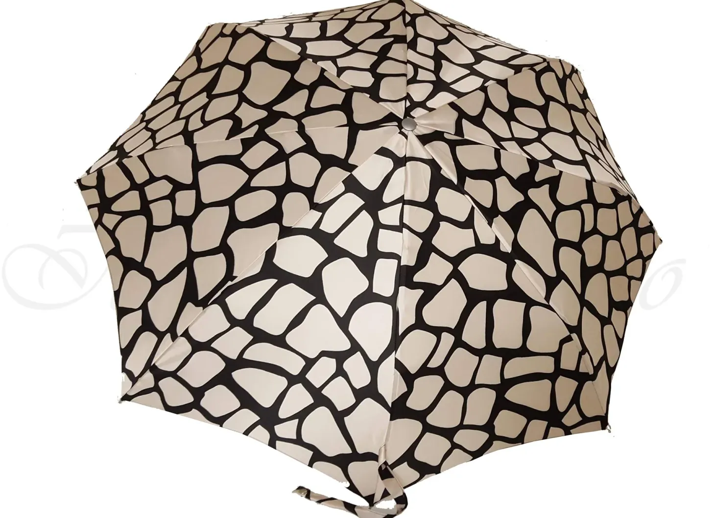 Lightweight Black & Cream Folding Umbrella