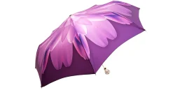 Lilac Flower Ladies Folding Umbrella with Silver-Plated Handle