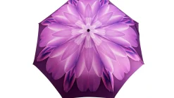 Lilac Flower Ladies Folding Umbrella with Silver-Plated Handle
