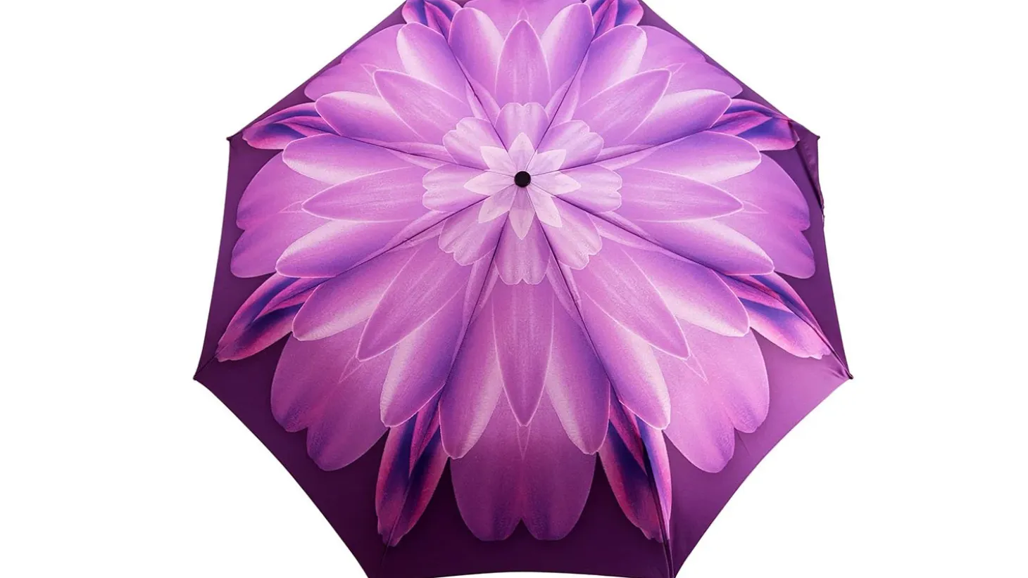 Lilac Flower Ladies Folding Umbrella with Silver-Plated Handle
