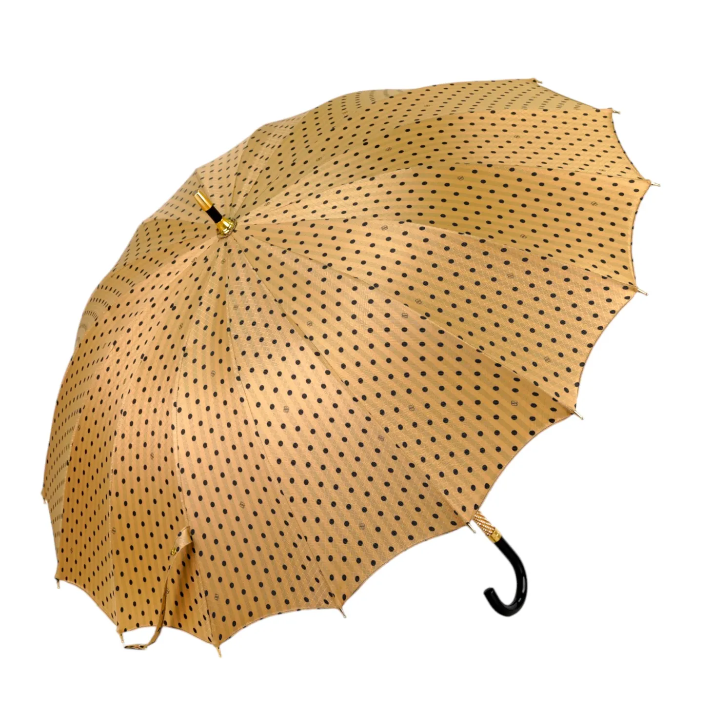 LIMITED COLLECTION - Jaquard polka dot gold umbrella