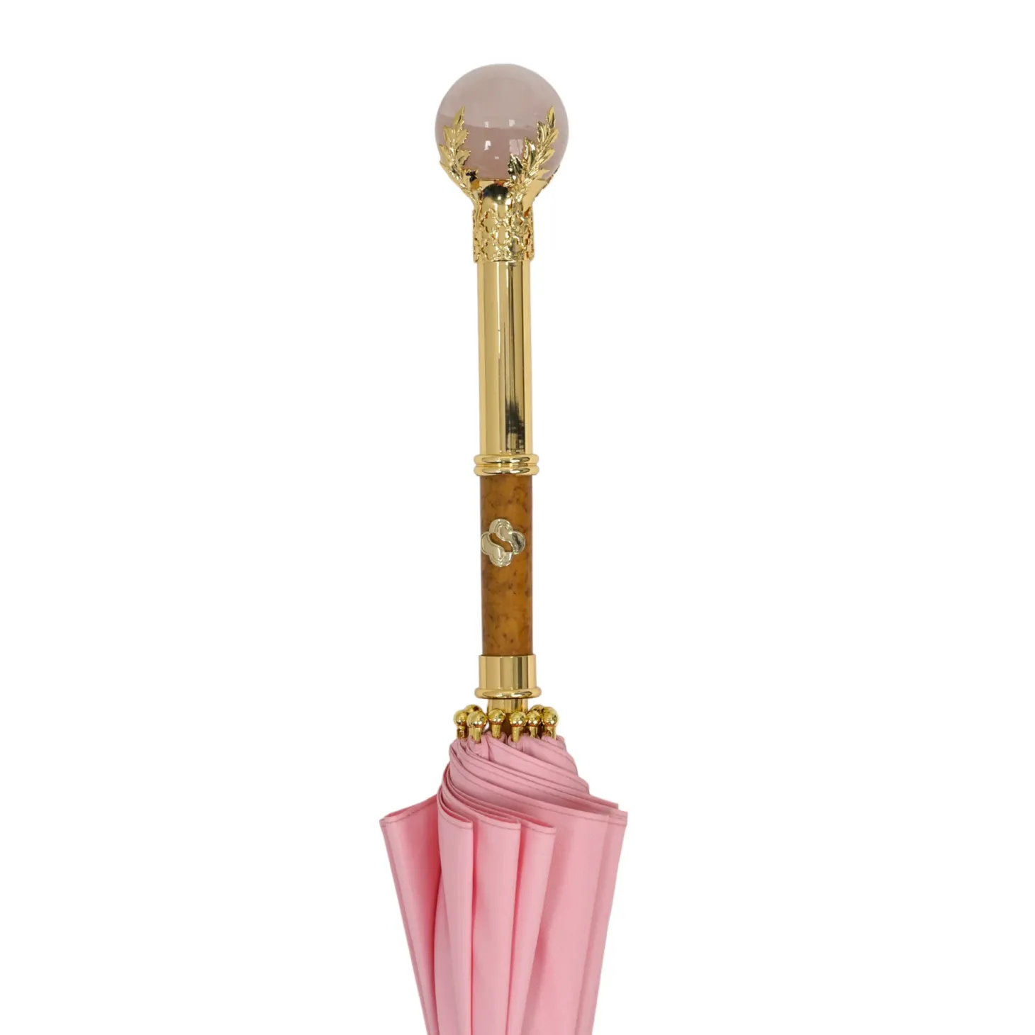 LIMITED COLLECTION - Pink Umbrella with Gold-Plated Handle and Quartz