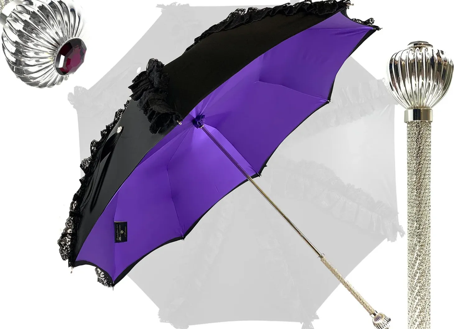 Limited collection - umbrella with Black lace - exclusive "ilMarchesat