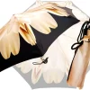 Lotus Women's Folding Umbrella with Black Duck Handle Handmade Mini Umbrellas