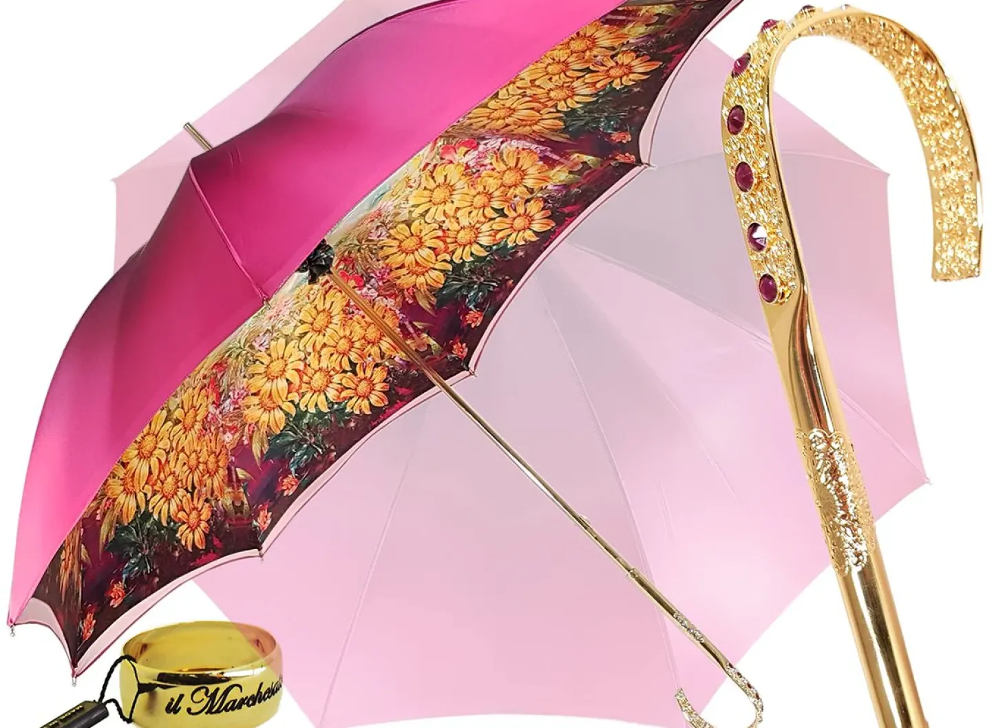 Lovely Fuchsia Shade Umbrella, New Flowered Exclusive By il Marchesato