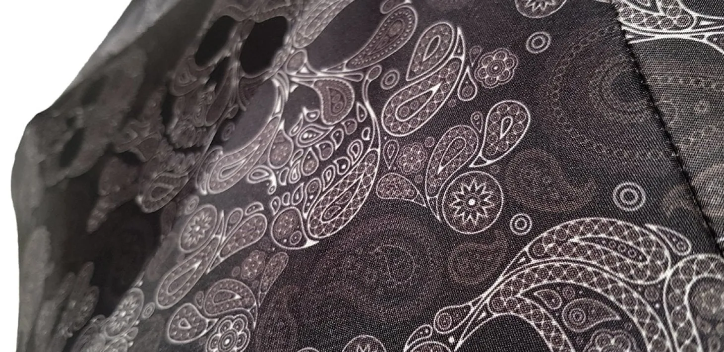 Lux Silver Swarovski Skull Folding Umbrella