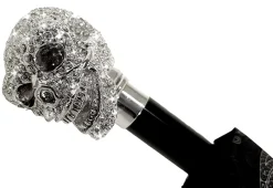 Lux Silver Swarovski Skull Folding Umbrella