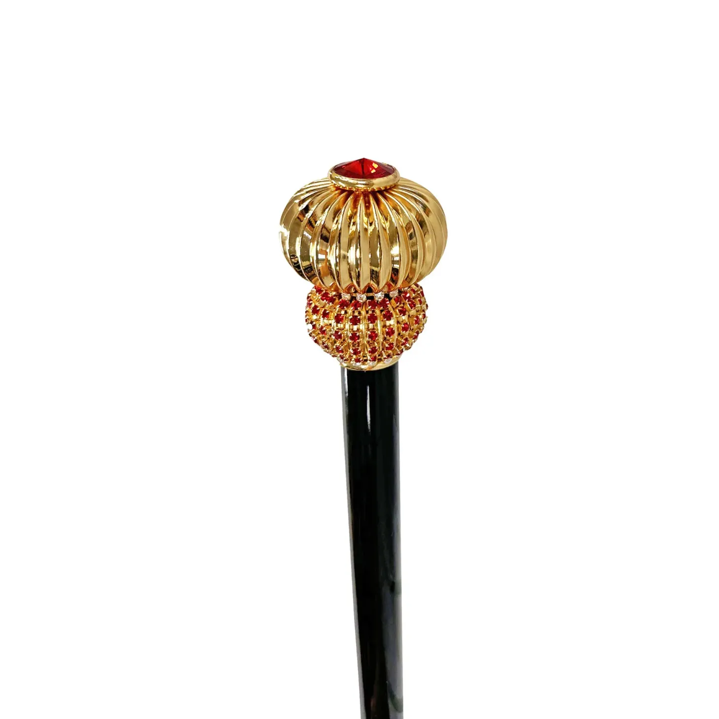 Luxurious Jeweled Walking Stick with Red Crystals