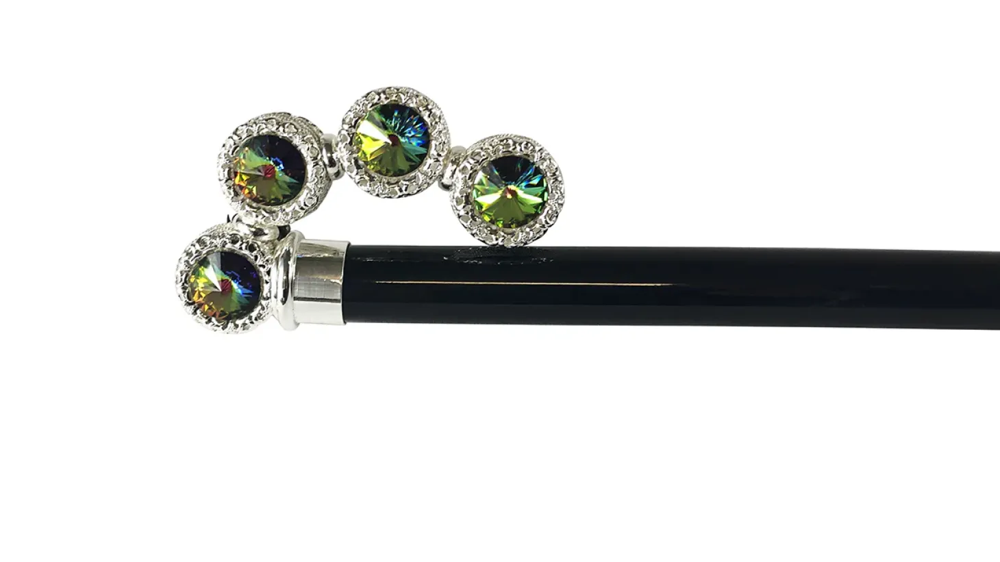 Luxurious Walking stick with multicolor crystals
