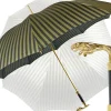 Luxury Gents Pinstripe Umbrella with Goldplated Jaguar Handle