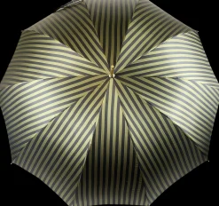 Luxury Gents Pinstripe Umbrella with Goldplated Jaguar Handle