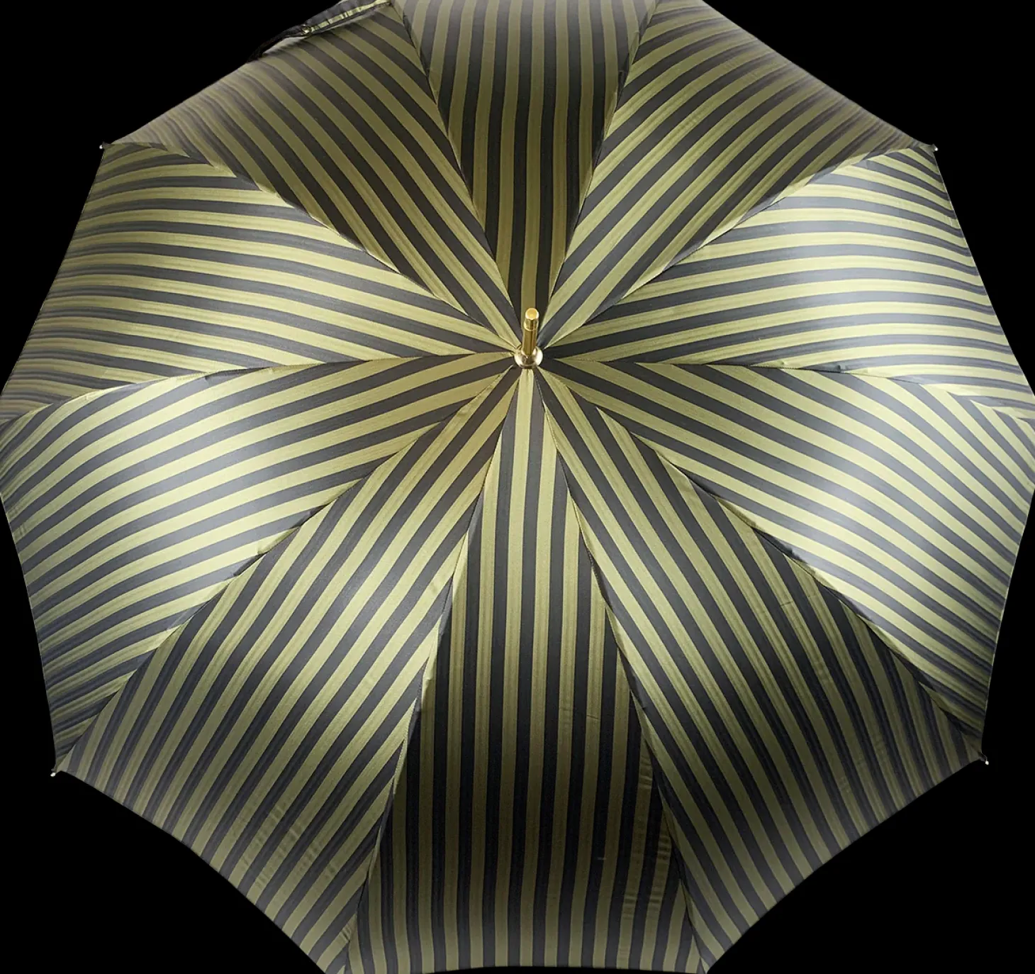 Luxury Gents Pinstripe Umbrella with Goldplated Jaguar Handle