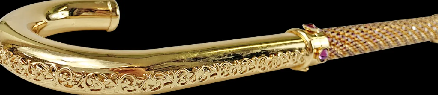 Luxury Gold plated 24K walking stick encrusted with thousands of ameth