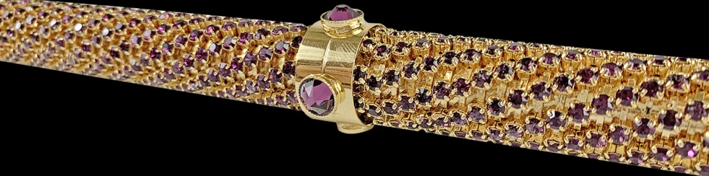 Luxury Gold plated 24K walking stick encrusted with thousands of ameth