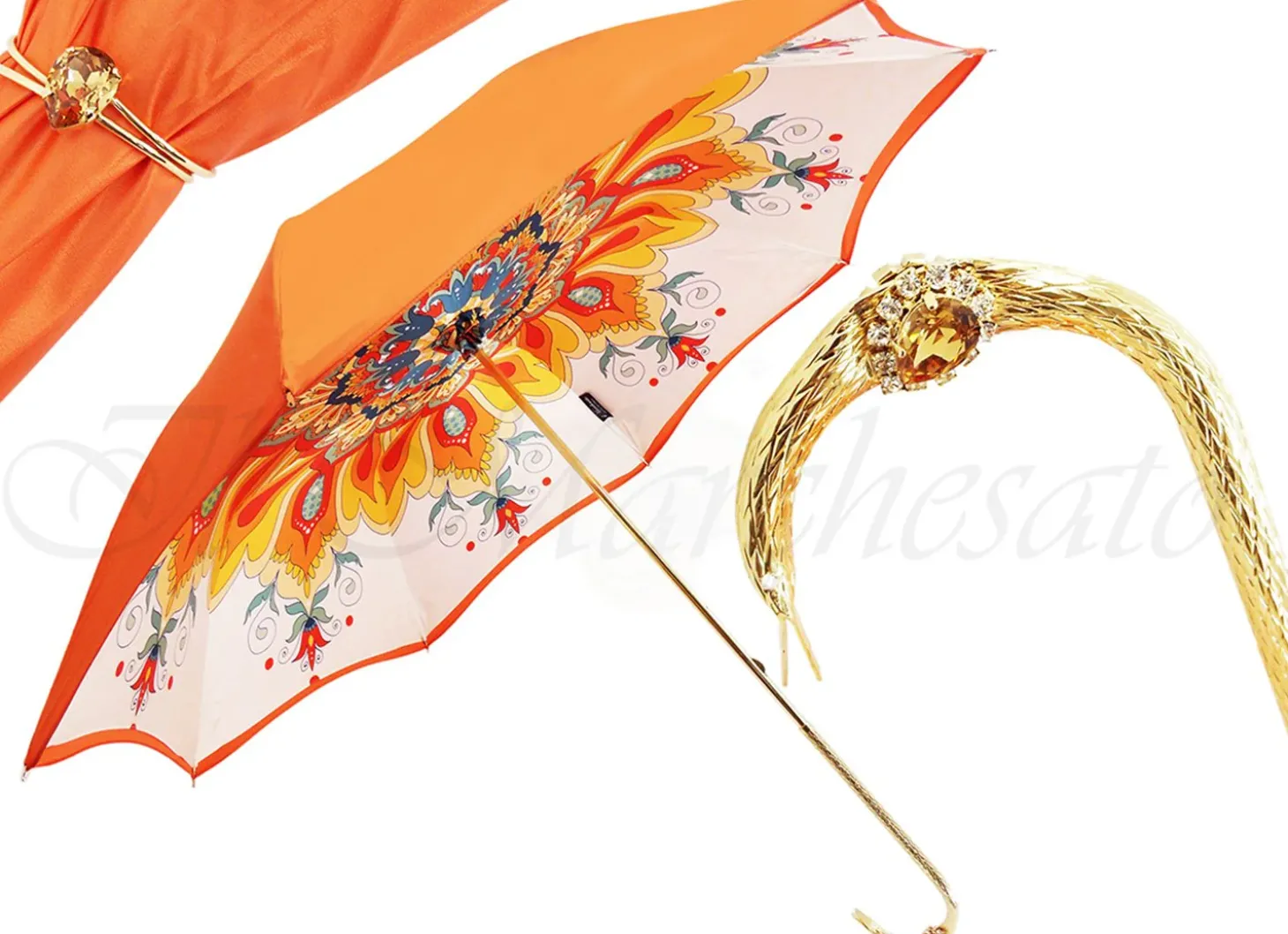 Luxury Handcrafted Double Canopy Ladies Umbrella il Marchesato Italian Designer