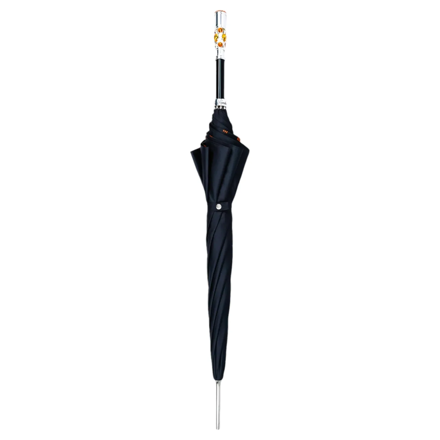 Luxury Umbrella with Bold Stripes and Gem-Encrusted Handle