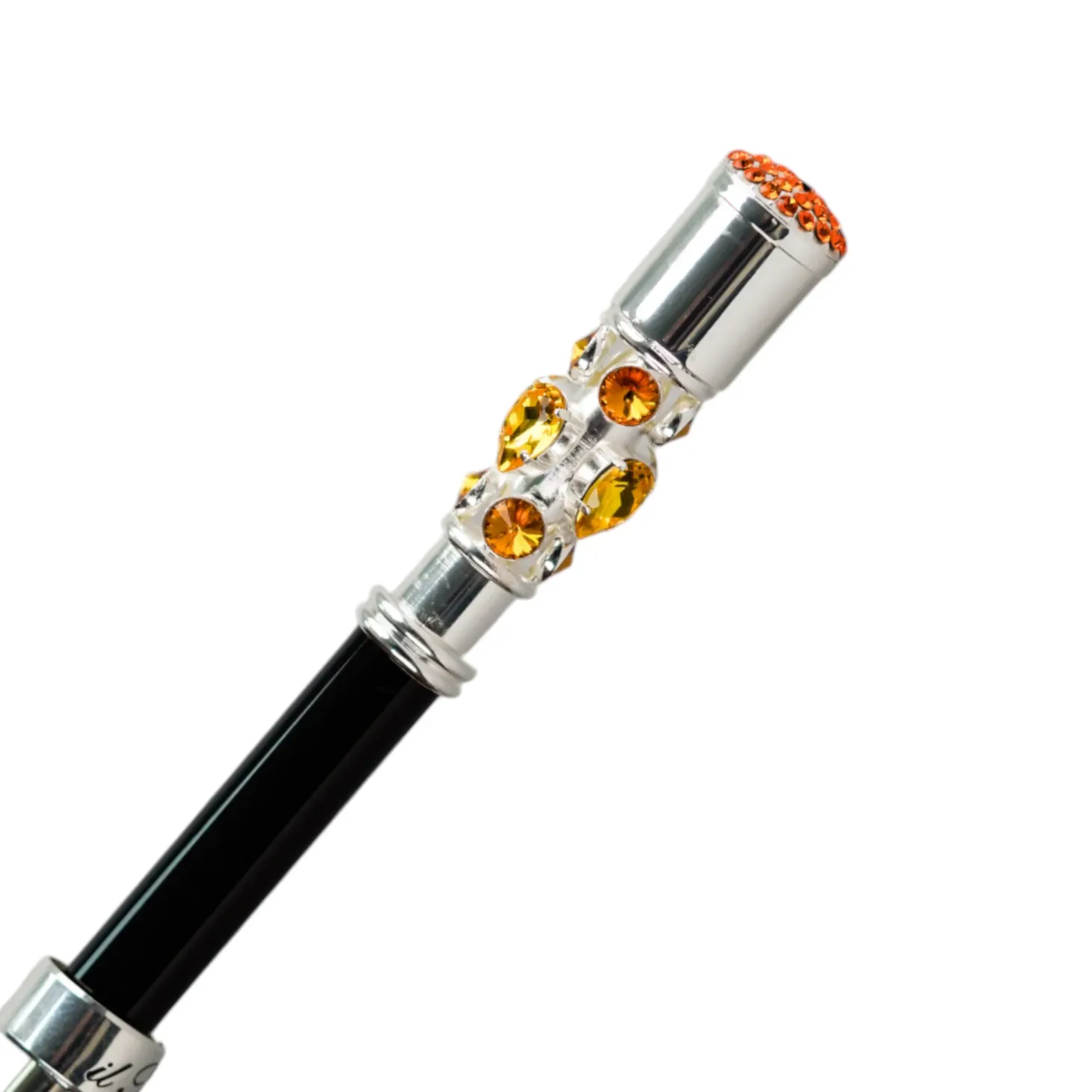 Luxury Umbrella with Bold Stripes and Gem-Encrusted Handle