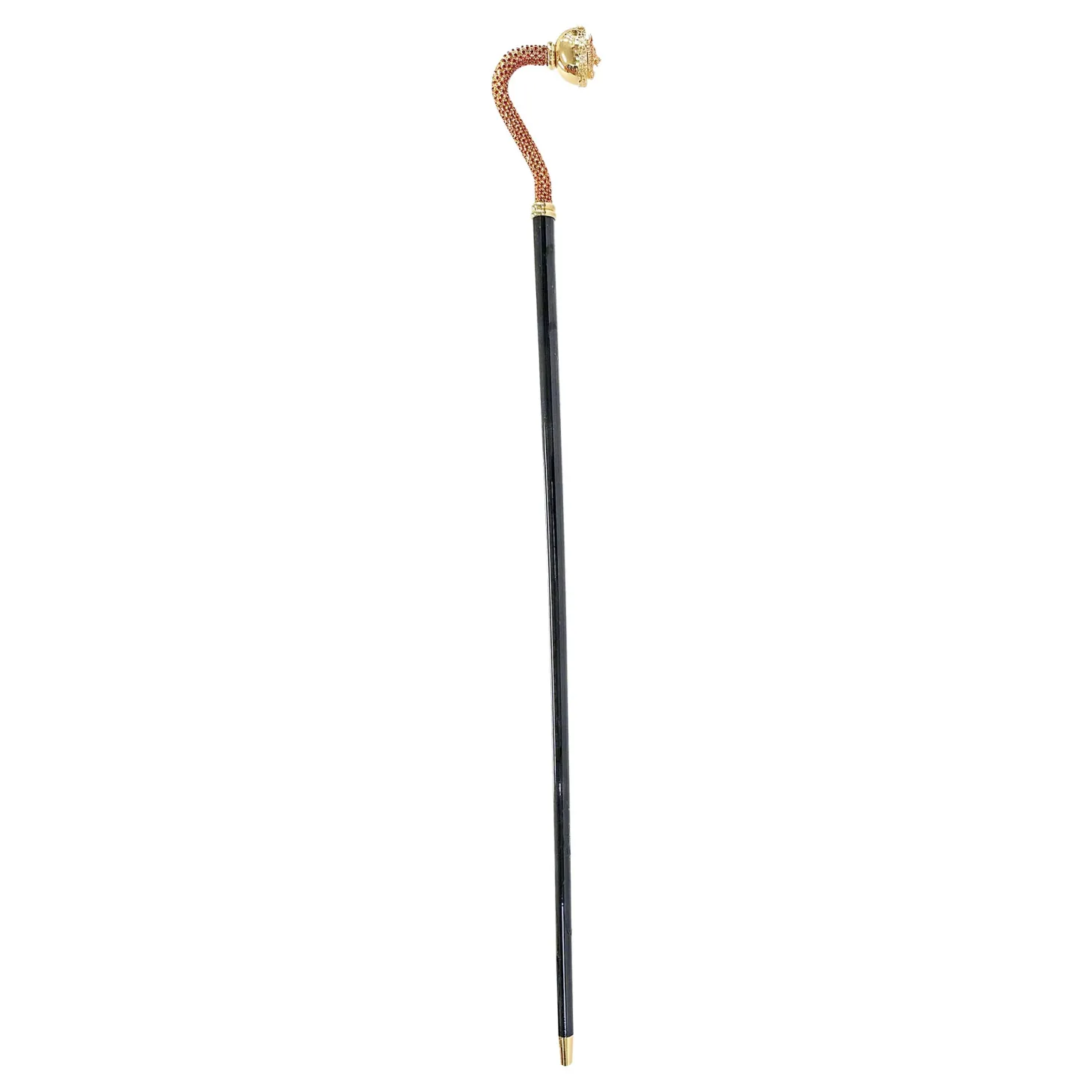 Luxury walking stick with Siam crystal and wolf