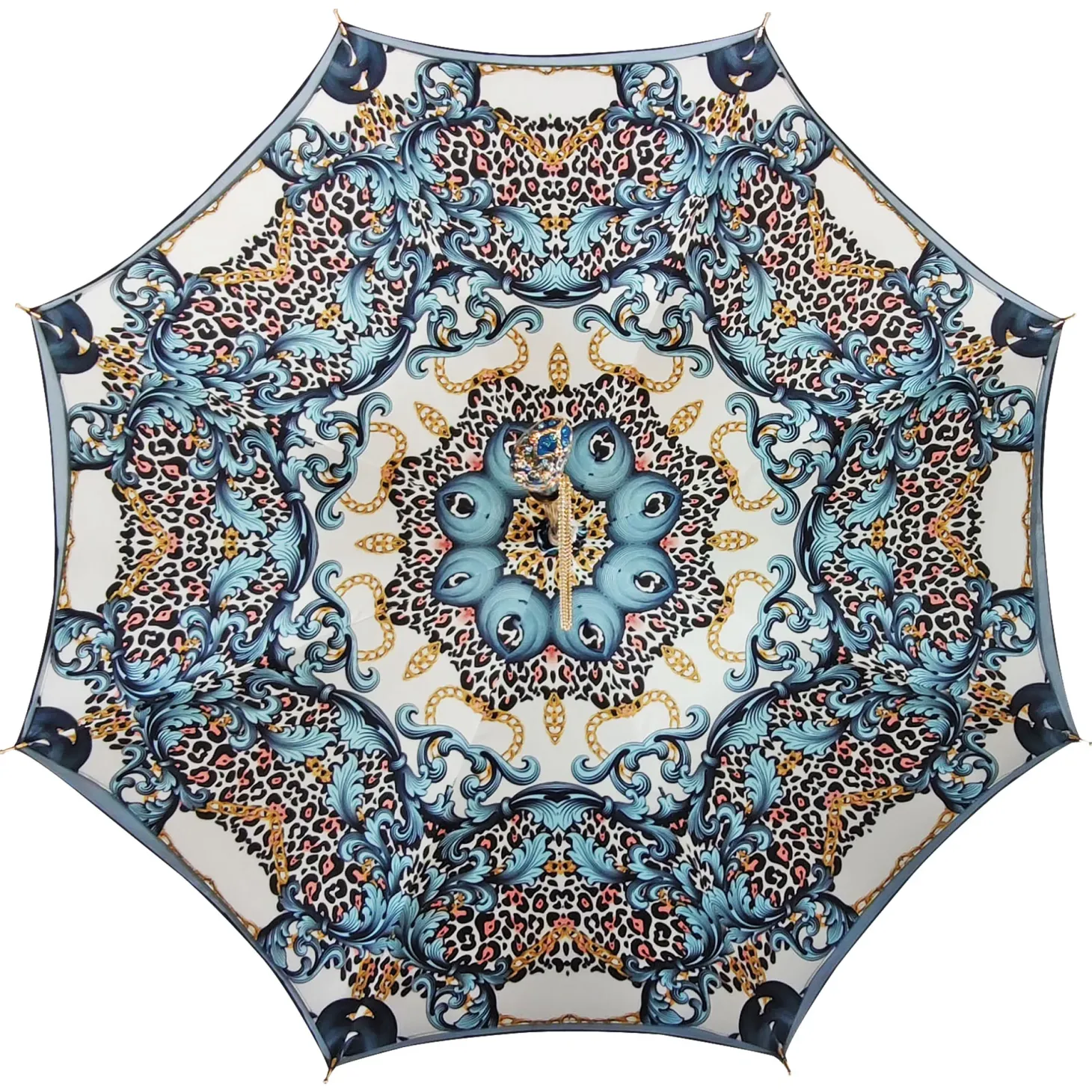 Majestic blue umbrella with turquoise crystals