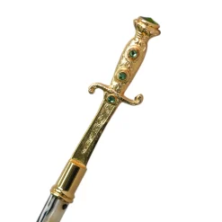 Majestic Green Umbrella with Ornate Sword Handle in 24K Gold Plating