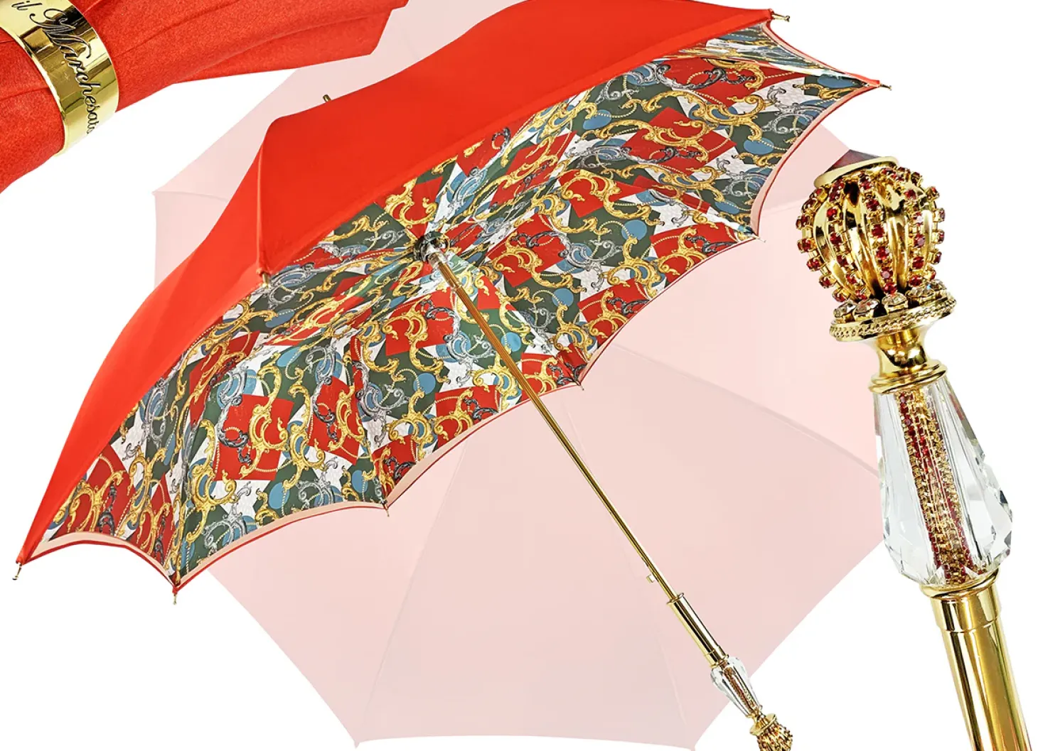 Marvellous Red umbrella with jewel handle