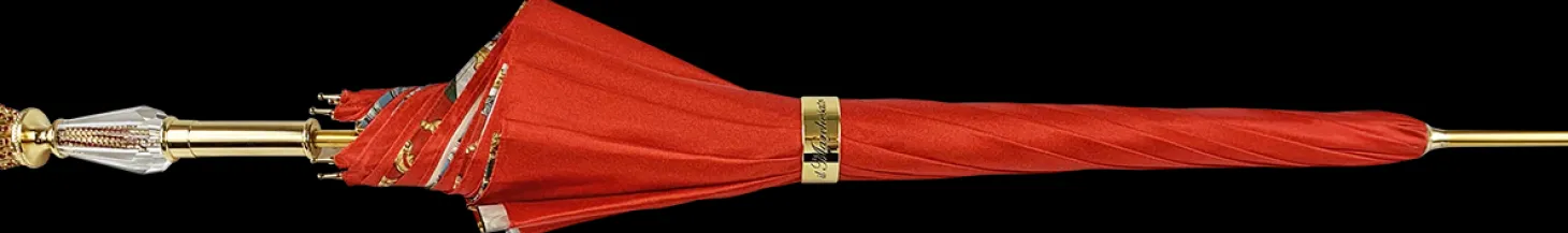 Marvellous Red umbrella with jewel handle