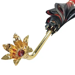 Marvelous Green and Red Umbrella with Goldplated flower
