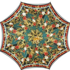 Marvelous Green and Red Umbrella with Goldplated flower