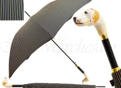 Men's Stripe Umbrella - Hound Head Handle