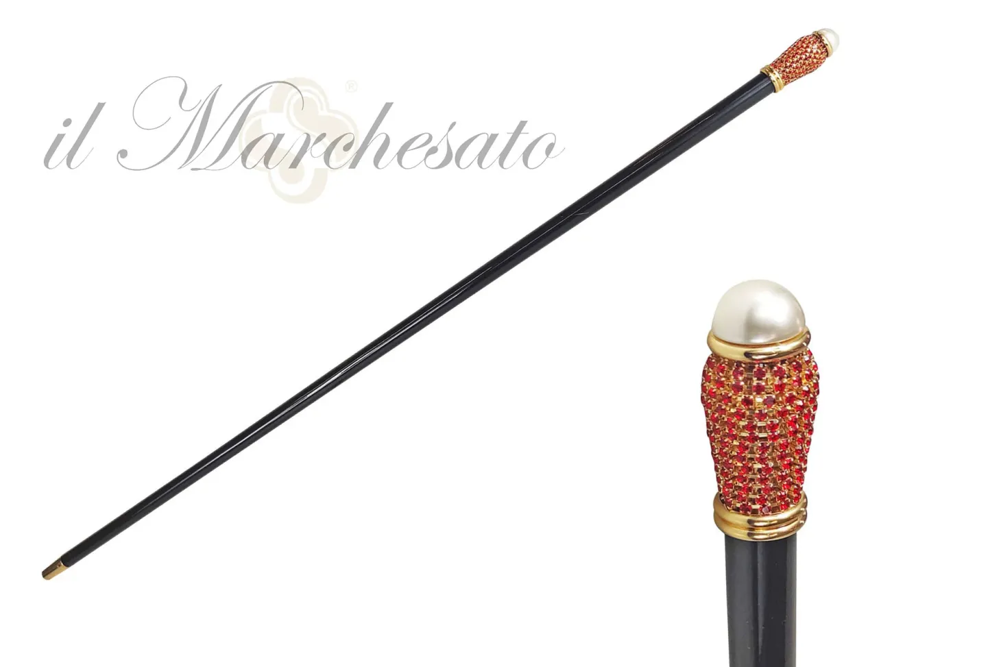 Milord Walking stick with Red crystals