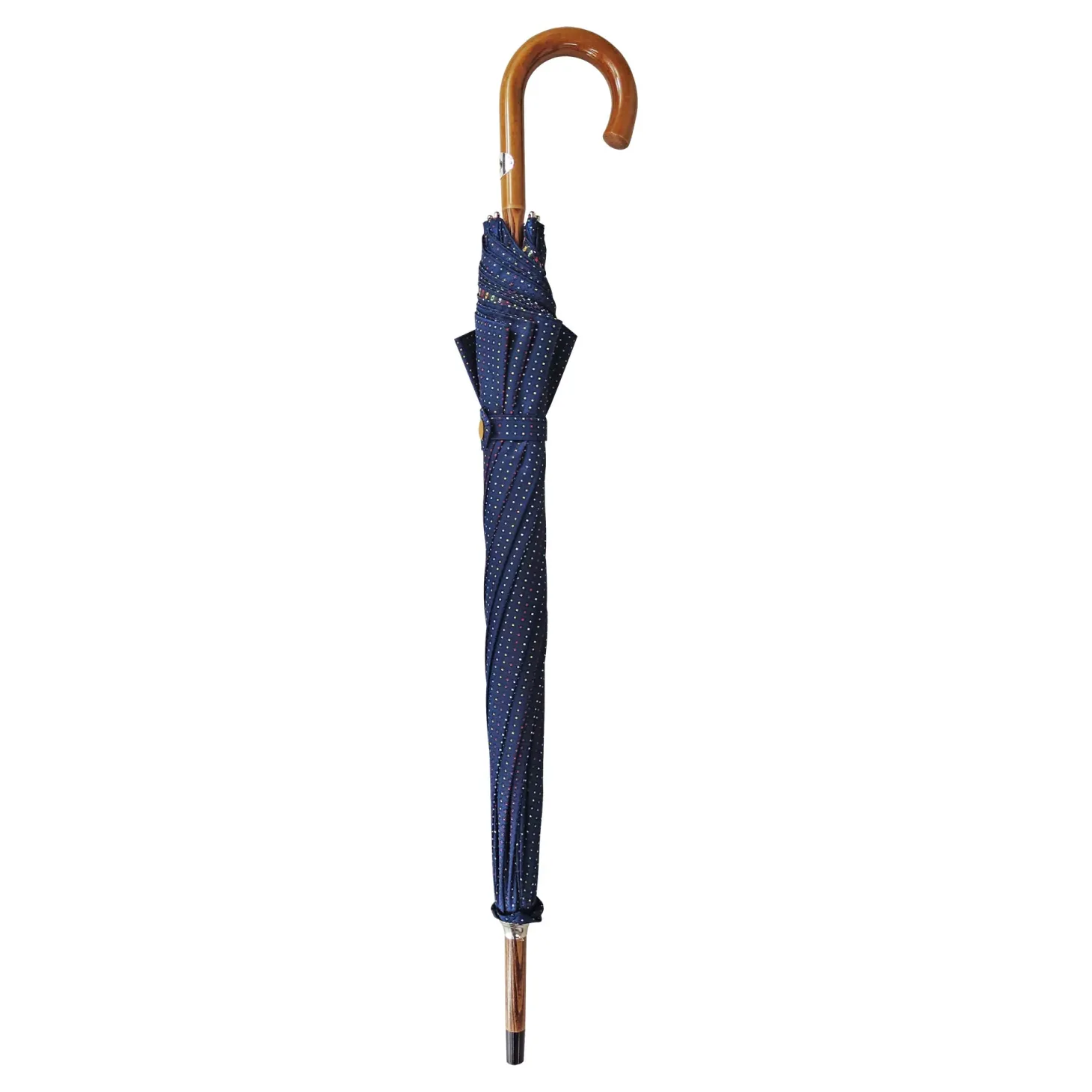 Multicolor dot umbrella with Malacca handle