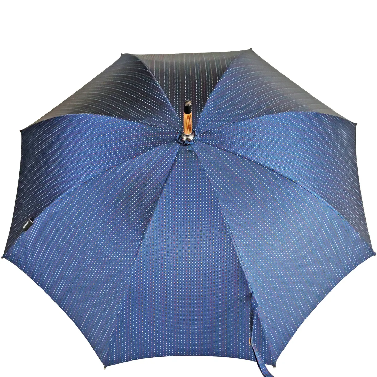 Multicolor dot umbrella with Malacca handle